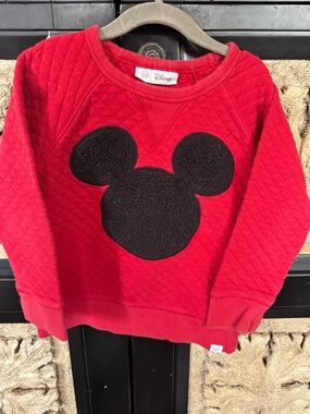 GAP Red Quilted Baby Sweatshirt with Black Mickey Detail